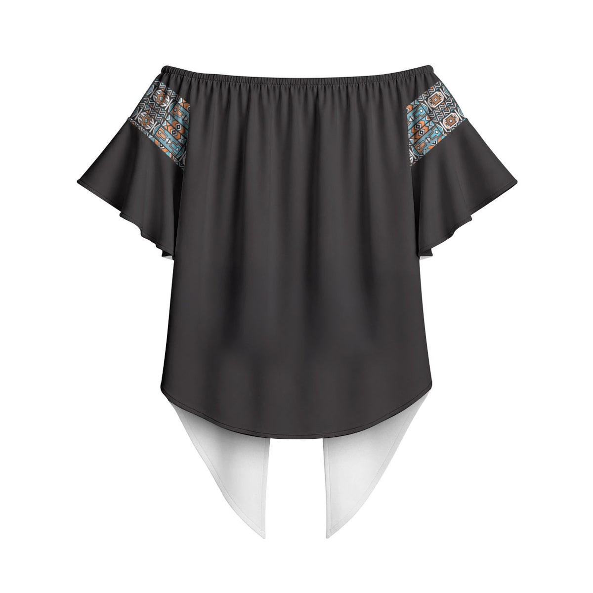 African Ndebele Traditional Attire Off Shoulder Wrap Waist Top Black Ndebele Stripe