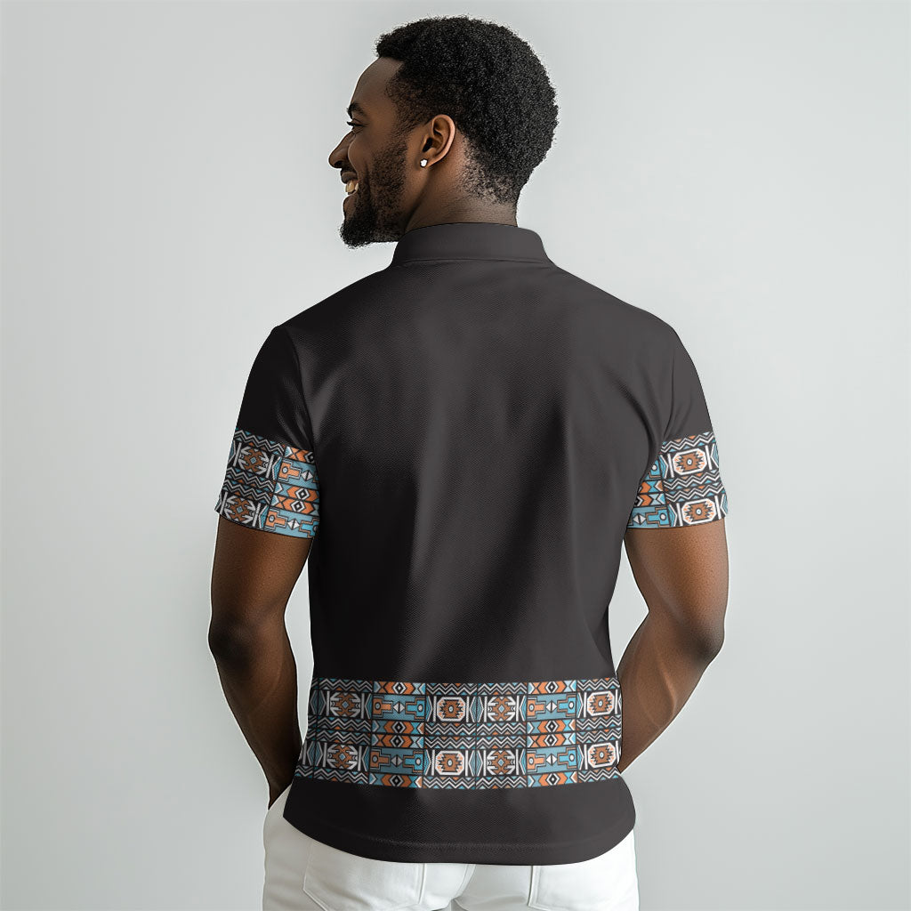 African Ndebele Traditional Attire Polo Shirt Black Ndebele Stripe