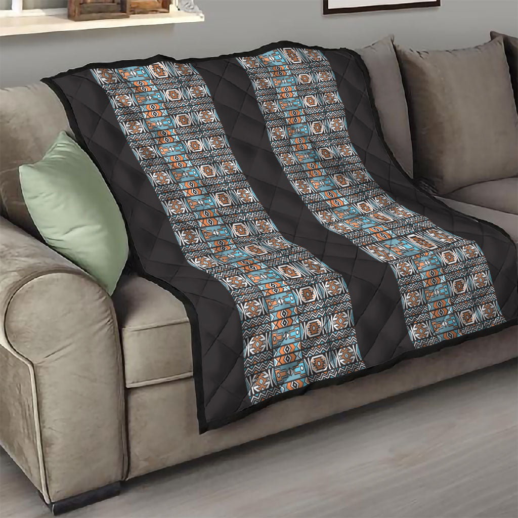 African Ndebele Traditional Attire Quilt Black Ndebele Stripe