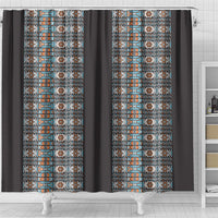 African Ndebele Traditional Attire Shower Curtain Black Ndebele Stripe