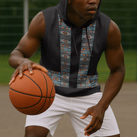 African Ndebele Traditional Attire Sleeveless Hoodie Black Ndebele Stripe