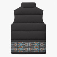 African Ndebele Traditional Attire Sleeveless Puffer Jacket Black Ndebele Stripe