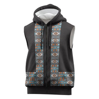 African Ndebele Traditional Attire Sleeveless Zip Hoodie Black Ndebele Stripe