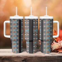 African Ndebele Traditional Attire Tumbler With Handle Black Ndebele Stripe