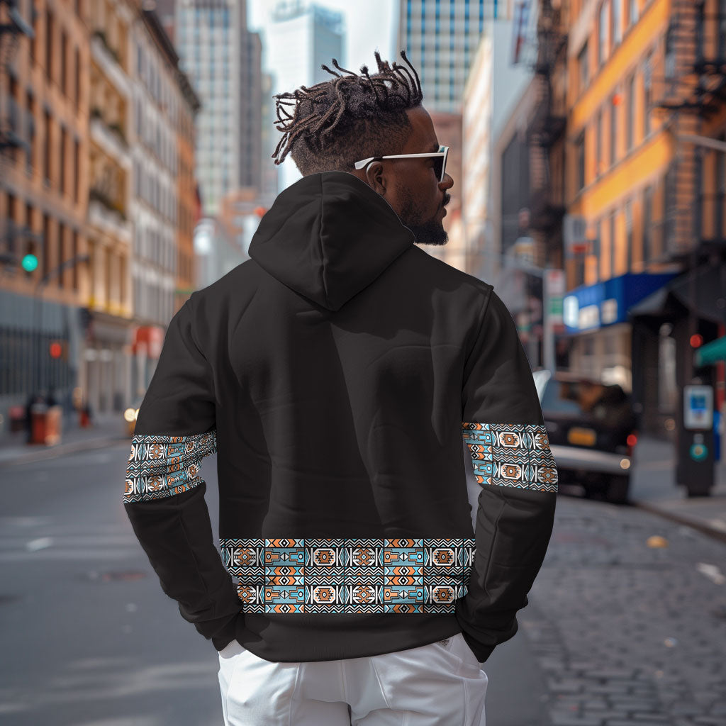 African Ndebele Traditional Attire Zip Hoodie Black Ndebele Stripe