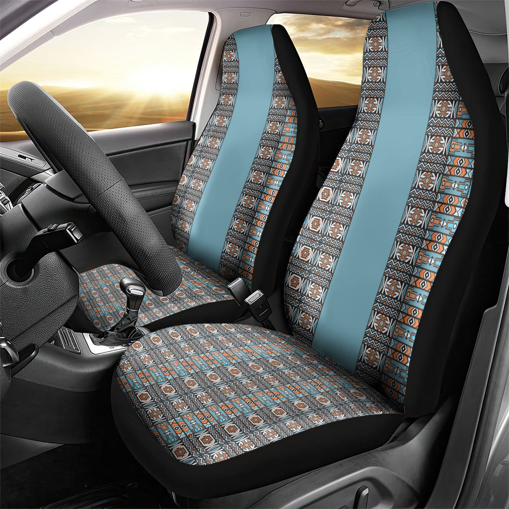 African Ndebele Traditional Attire Car Seat Cover Blue Ndebele Stripe