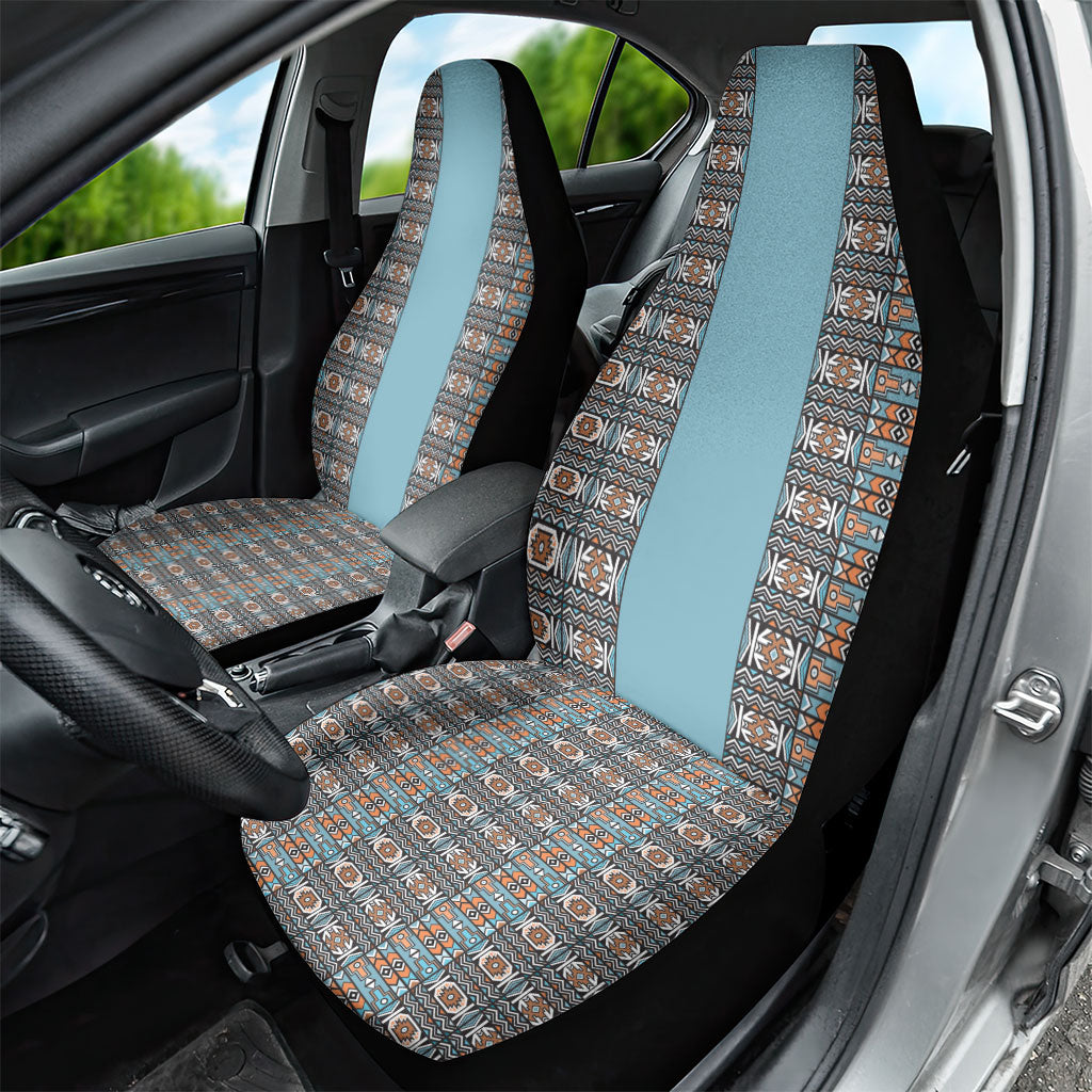 African Ndebele Traditional Attire Car Seat Cover Blue Ndebele Stripe