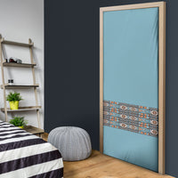 African Ndebele Traditional Attire Door Cover Blue Ndebele Stripe