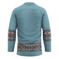 African Ndebele Traditional Attire Hockey Jersey Blue Ndebele Stripe