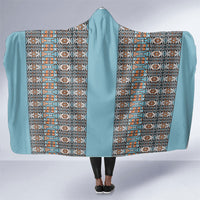 African Ndebele Traditional Attire Hooded Blanket Blue Ndebele Stripe