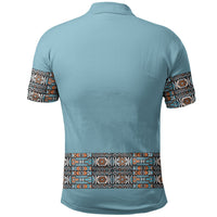 African Ndebele Traditional Attire Polo Shirt Blue Ndebele Stripe