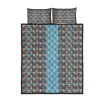 African Ndebele Traditional Attire Quilt Bed Set Blue Ndebele Stripe