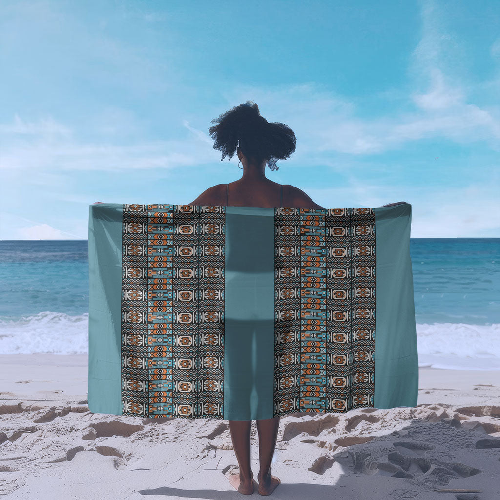 African Ndebele Traditional Attire Sarong Blue Ndebele Stripe
