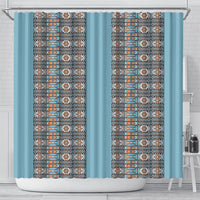 African Ndebele Traditional Attire Shower Curtain Blue Ndebele Stripe
