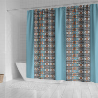 African Ndebele Traditional Attire Shower Curtain Blue Ndebele Stripe