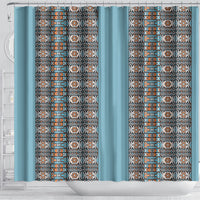 African Ndebele Traditional Attire Shower Curtain Blue Ndebele Stripe