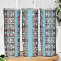 African Ndebele Traditional Attire Skinny Tumbler Blue Ndebele Stripe