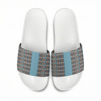 African Ndebele Traditional Attire Slide Sandals Blue Ndebele Stripe