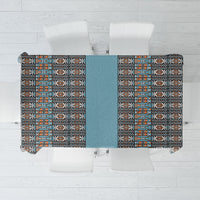 African Ndebele Traditional Attire Tablecloth Blue Ndebele Stripe
