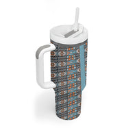 African Ndebele Traditional Attire Tumbler With Handle Blue Ndebele Stripe