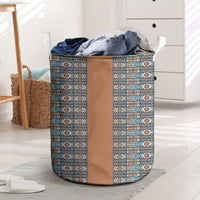 African Ndebele Traditional Attire Laundry Basket Brown Ndebele Stripe