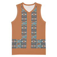African Ndebele Traditional Attire Basketball Jersey Brown Ndebele Stripe