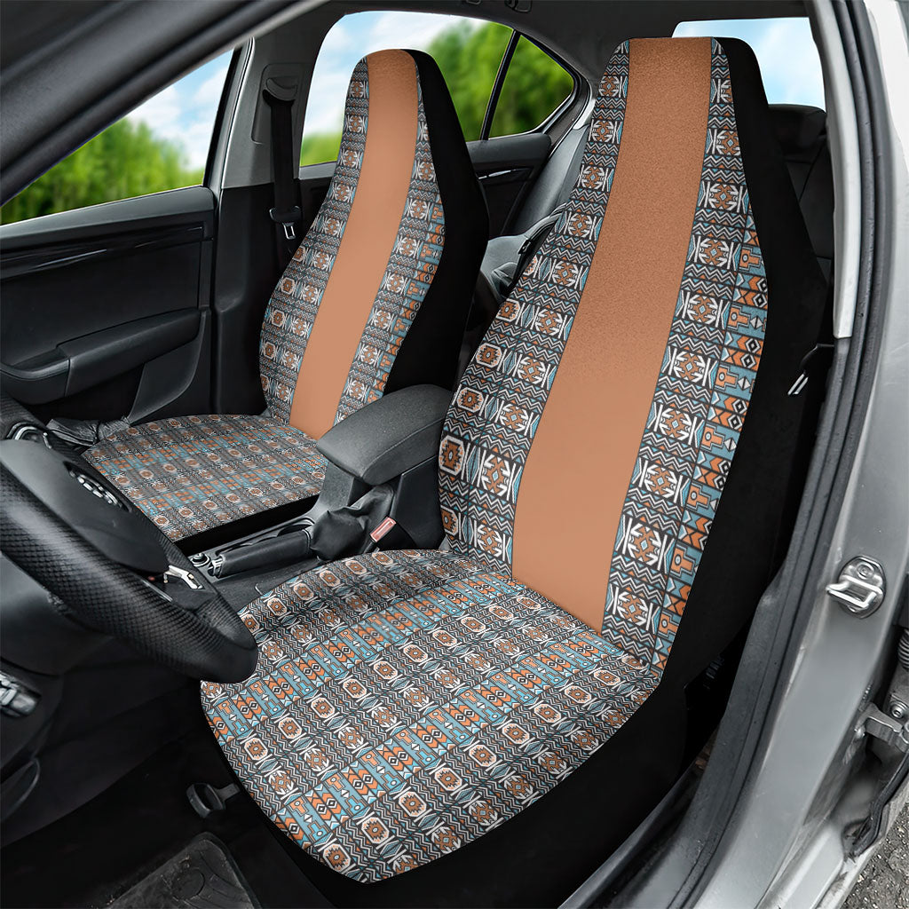 African Ndebele Traditional Attire Car Seat Cover Brown Ndebele Stripe