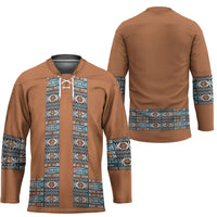 African Ndebele Traditional Attire Hockey Jersey Brown Ndebele Stripe