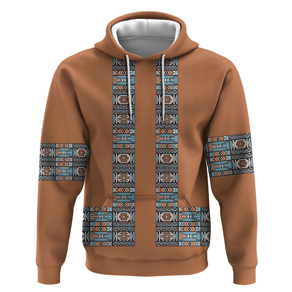African Ndebele Traditional Attire Hoodie Brown Ndebele Stripe