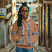 African Ndebele Traditional Attire Hoodie Brown Ndebele Stripe