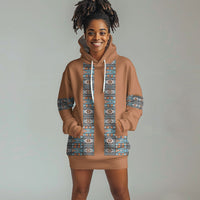African Ndebele Traditional Attire Hoodie Dress Brown Ndebele Stripe