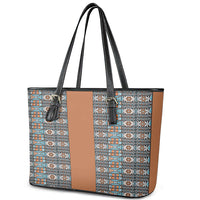 African Ndebele Traditional Attire Leather Tote Bag Brown Ndebele Stripe