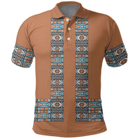 African Ndebele Traditional Attire Polo Shirt Brown Ndebele Stripe