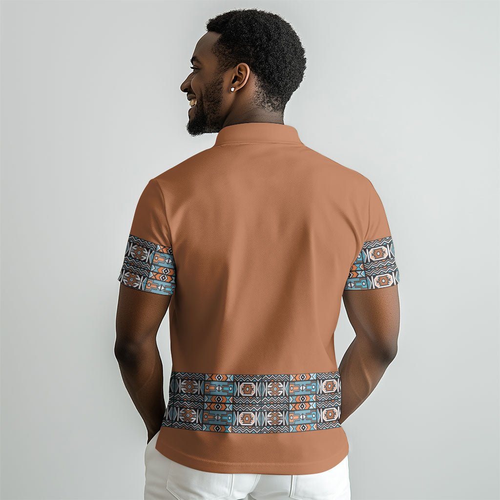 African Ndebele Traditional Attire Polo Shirt Brown Ndebele Stripe