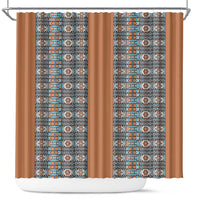 African Ndebele Traditional Attire Shower Curtain Brown Ndebele Stripe
