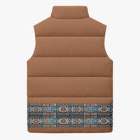 African Ndebele Traditional Attire Sleeveless Puffer Jacket Brown Ndebele Stripe