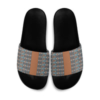 African Ndebele Traditional Attire Slide Sandals Brown Ndebele Stripe