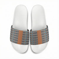 African Ndebele Traditional Attire Slide Sandals Brown Ndebele Stripe