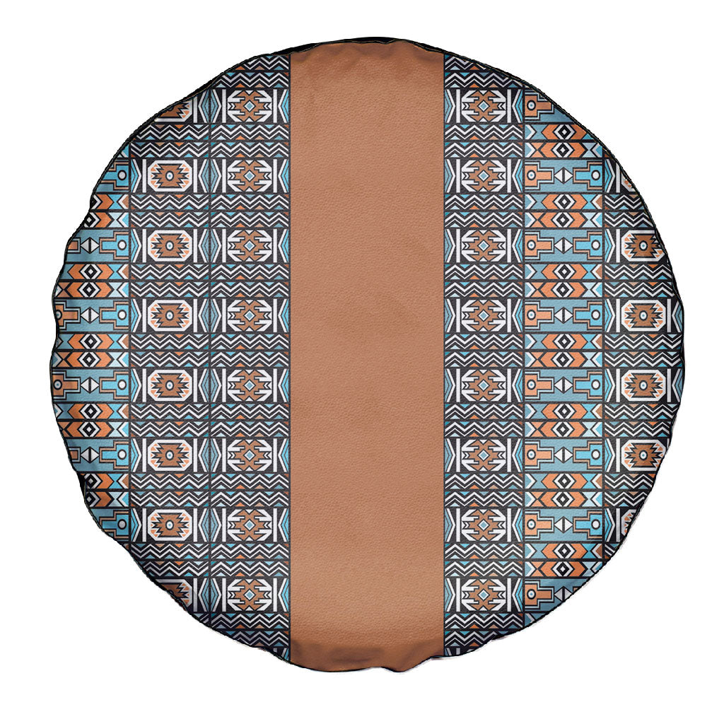 African Ndebele Traditional Attire Spare Tire Cover Brown Ndebele Stripe