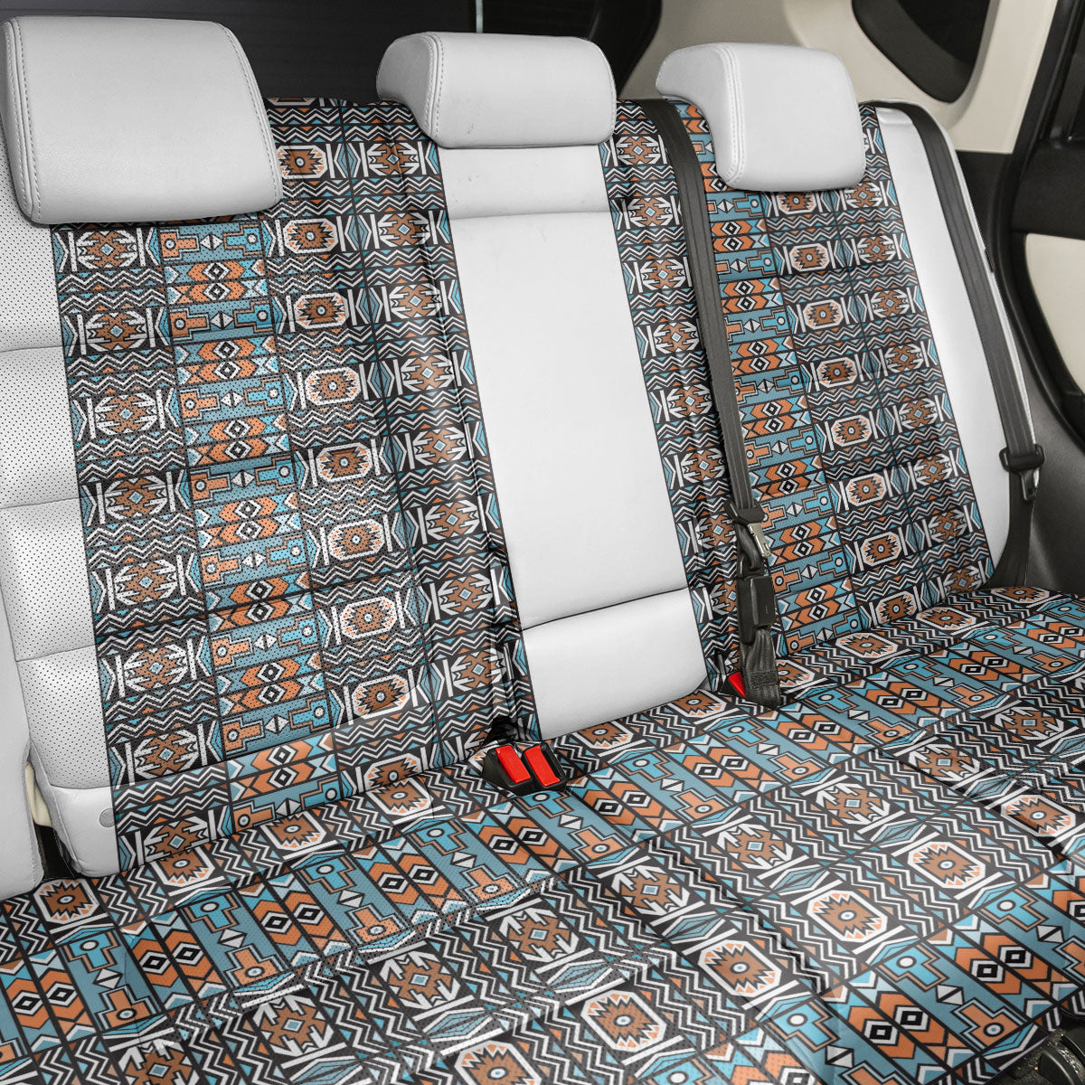 African Ndebele Traditional Attire Back Car Seat Cover White Ndebele Stripe