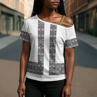 African Ndebele Traditional Attire Cross Shoulder Shirt White Ndebele Stripe