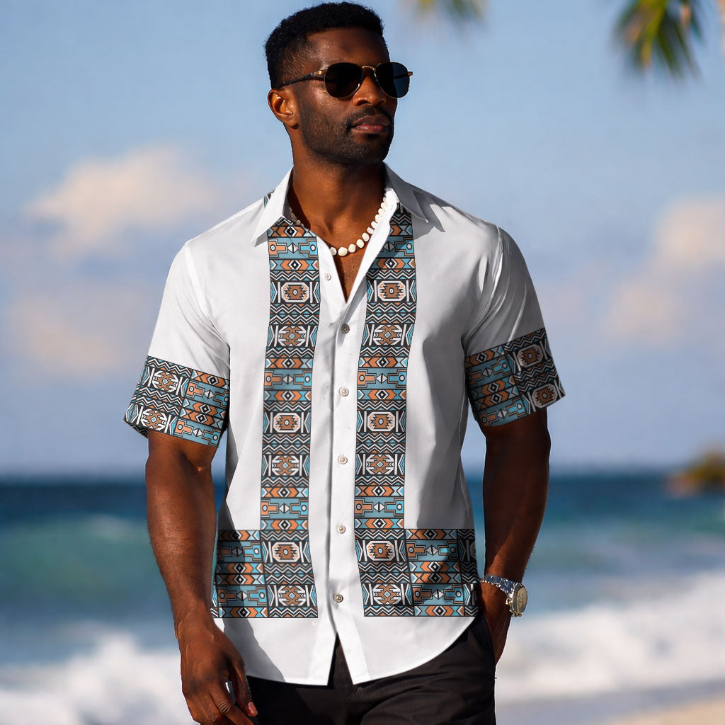 African Ndebele Traditional Attire Hawaiian Shirt White Ndebele Stripe