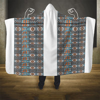 African Ndebele Traditional Attire Hooded Blanket White Ndebele Stripe