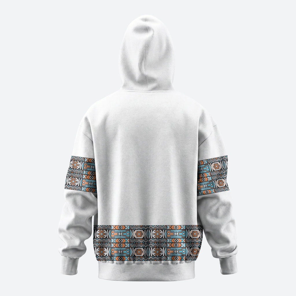 African Ndebele Traditional Attire Hoodie White Ndebele Stripe