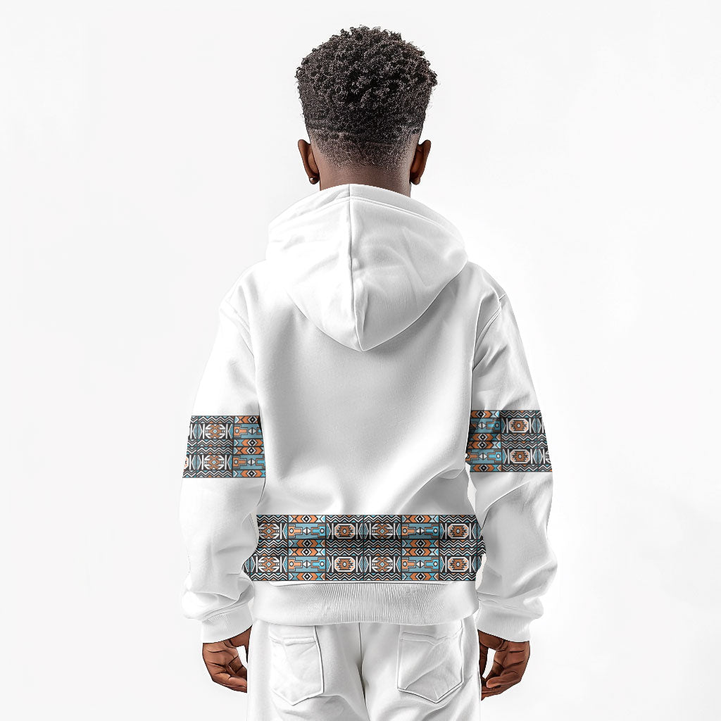 African Ndebele Traditional Attire Kid Hoodie White Ndebele Stripe