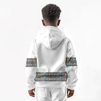 African Ndebele Traditional Attire Kid Hoodie White Ndebele Stripe