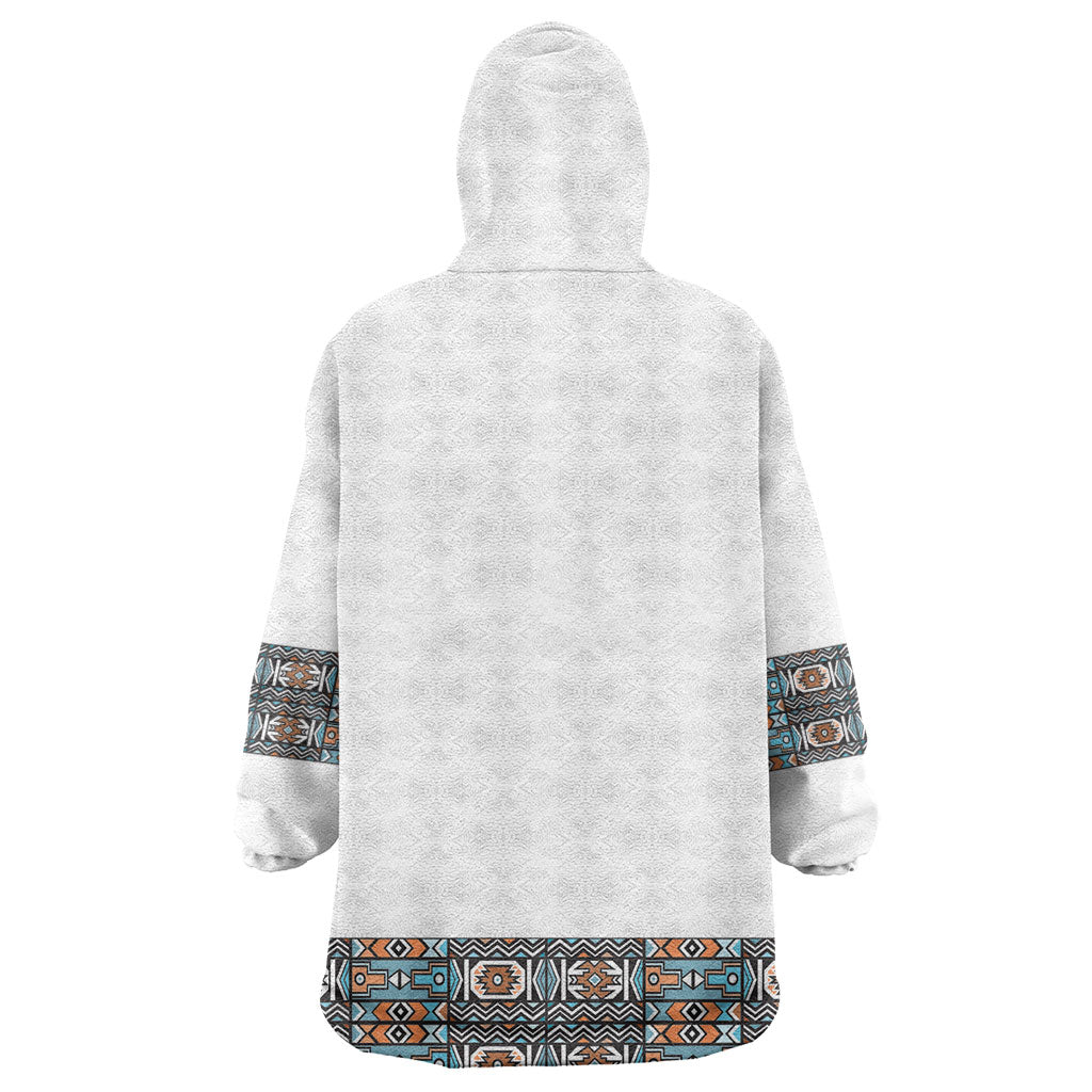 African Ndebele Traditional Attire Kid Wearable Blanket Hoodie White Ndebele Stripe