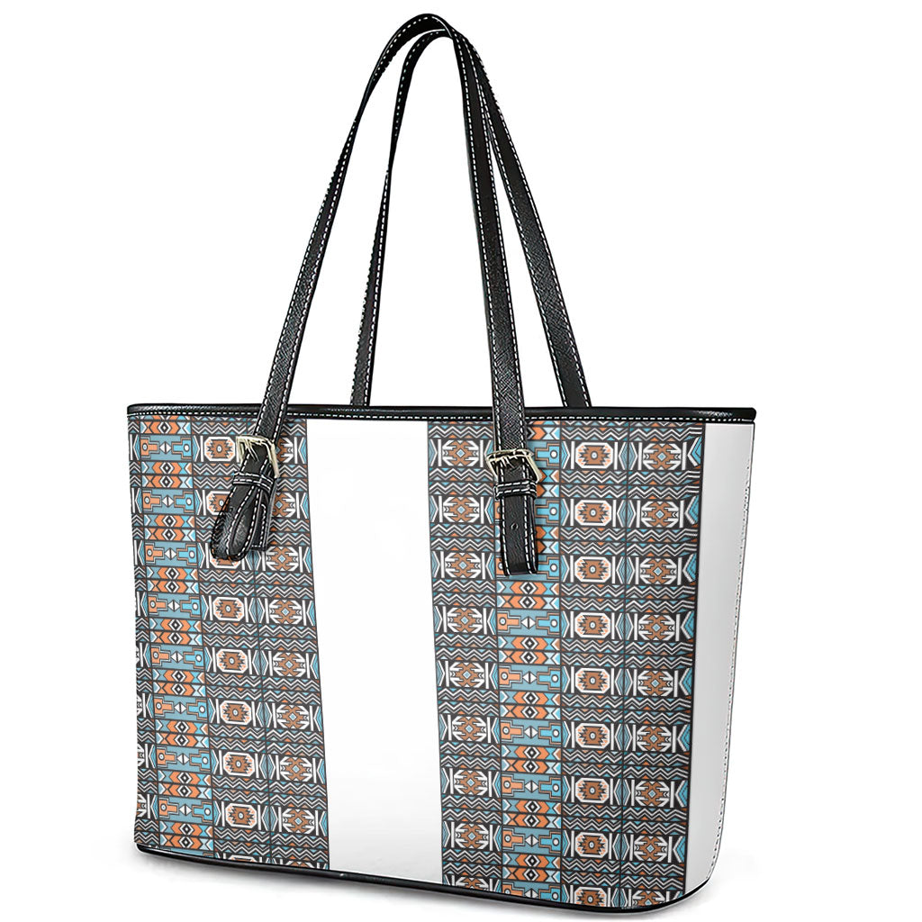 African Ndebele Traditional Attire Leather Tote Bag White Ndebele Stripe