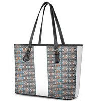 African Ndebele Traditional Attire Leather Tote Bag White Ndebele Stripe