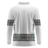 African Ndebele Traditional Attire Long Sleeve Polo Shirt White Ndebele Stripe